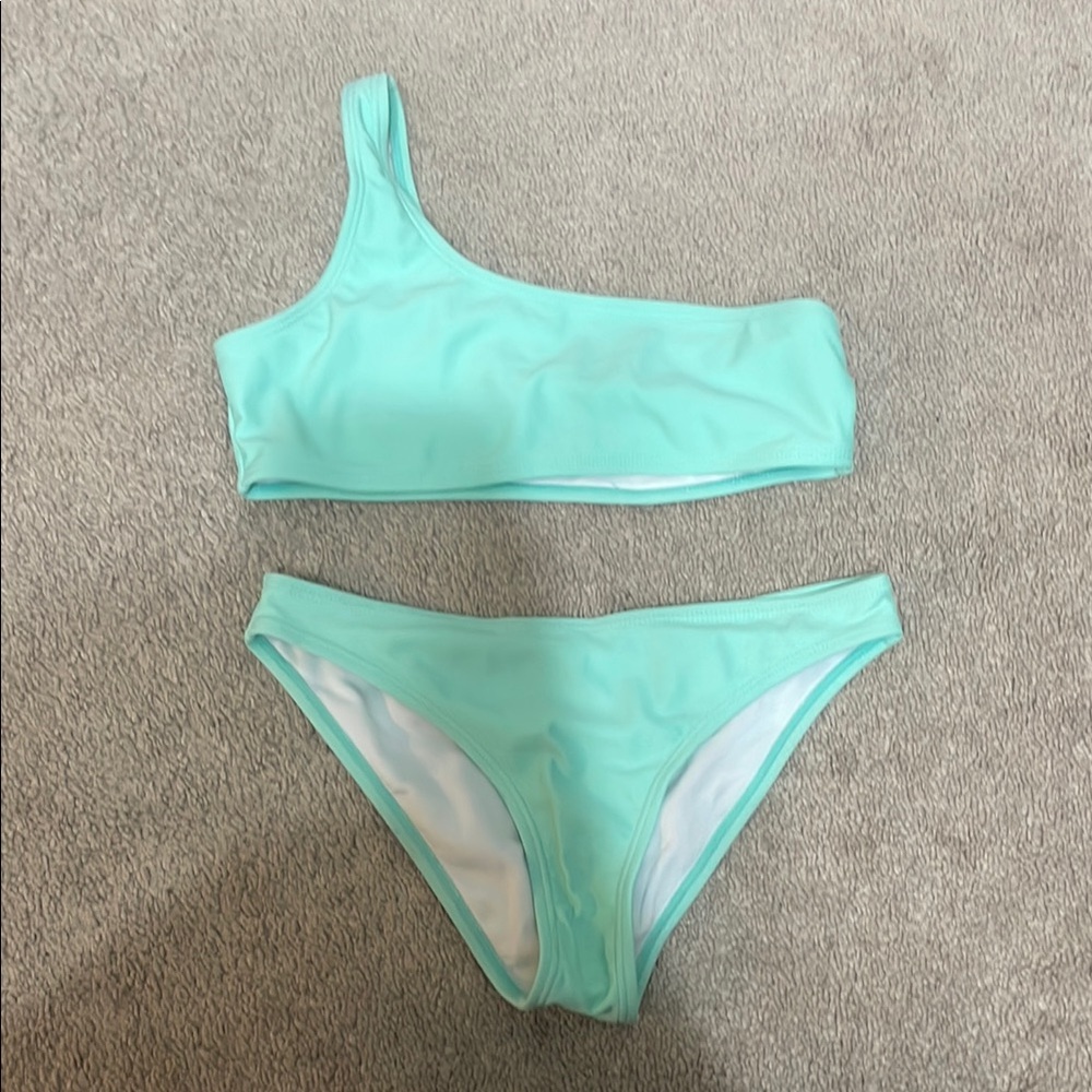 Mint Green One-Shoulder Bikini Set